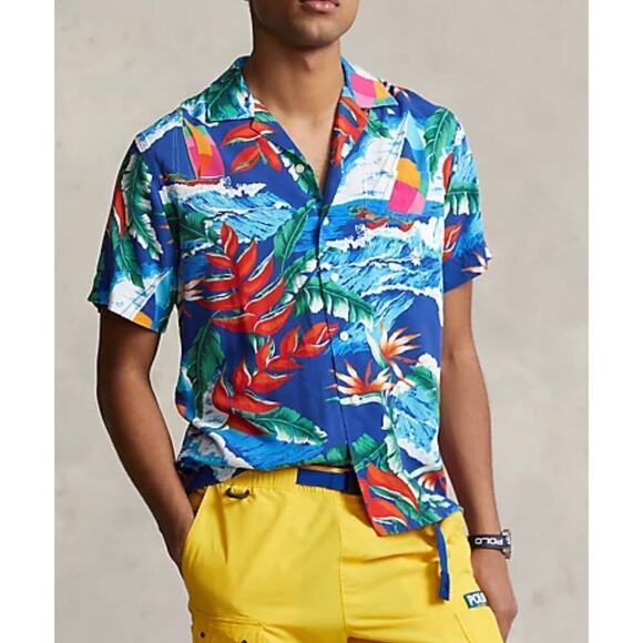 Ralph Lauren Classic Fit Hoffman Print Camp Shirt - Picture 1 of 9